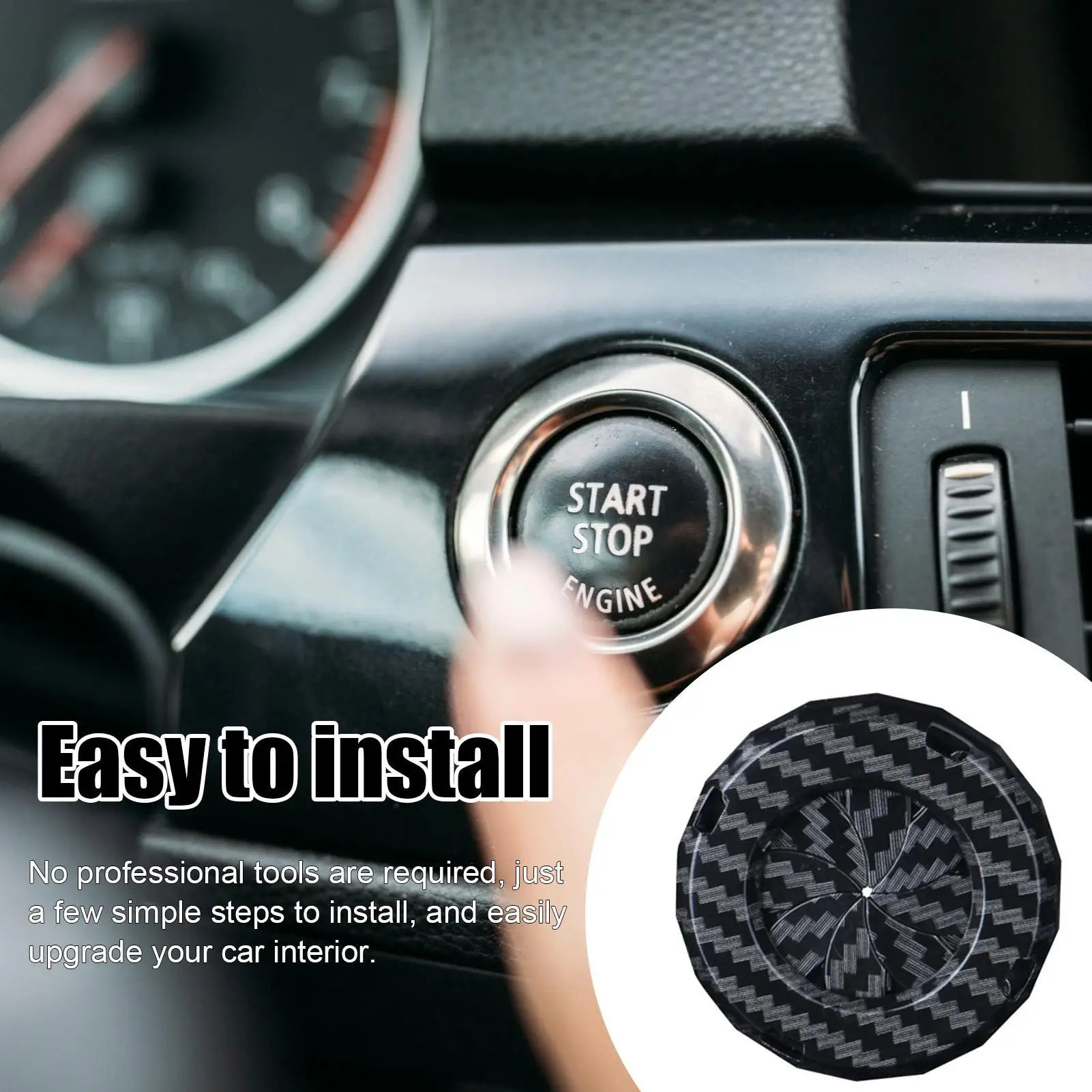 Cars Start Stop Ignition Push Button  Cover Engine Start Stop Sticker Button Trim Accessories for Cars Suv Rv Automative vehicle