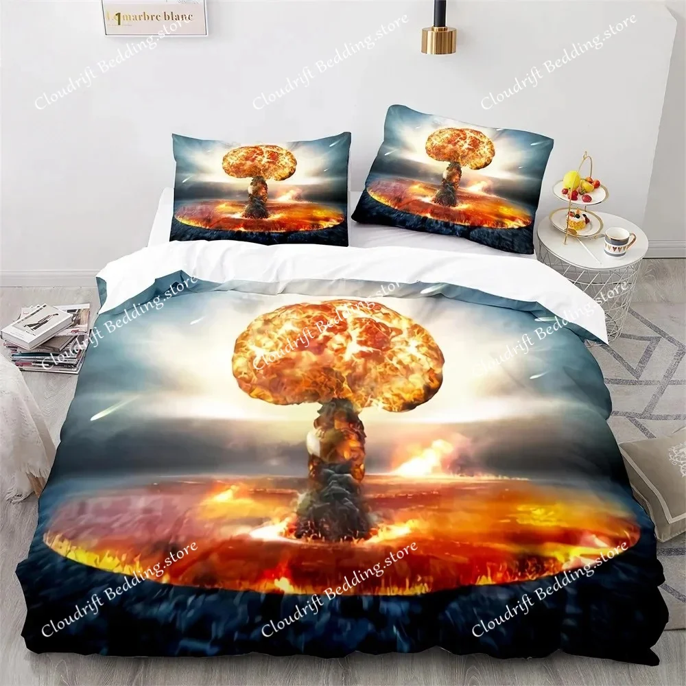 

Explode Duvet Cover Set Orange Firework Shaped Pattern Polyester Comforter Cover King Queen Size for Boys Girl Bedding Set