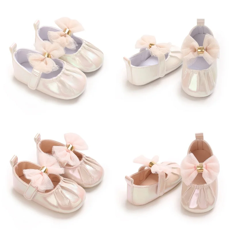 

Infant Pre-Walker Shoes 0-18M Lace Bow Princess Baby Shoes, Soft Sole Comfortable Footwear for Newborn Girls