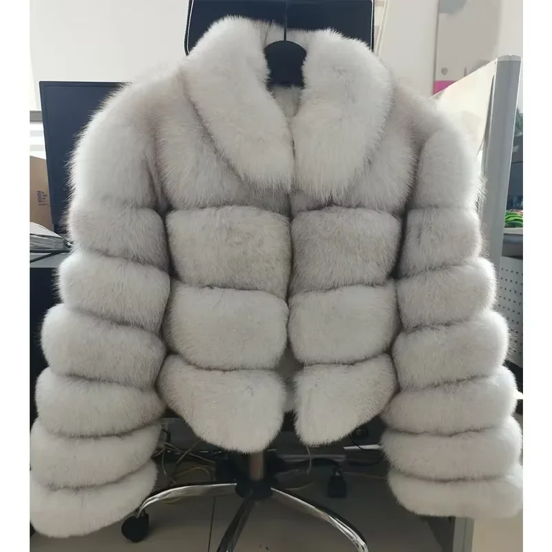 Maomaokong Real Fur Jacket Women Winter Short Natural real Fox Fur Lady Zipper Fur Coat Female Warm Jacket with Collar