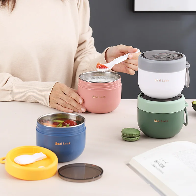 Stainless Steel Soup Cups Thermal Lunch Box Food Thermos Container with Spoon Insulated Bento Lunch Box for School Office - view 4