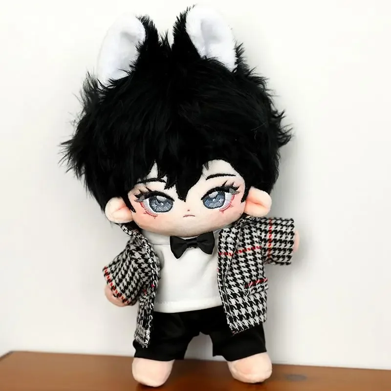 

20cm Kawaii Plush Cotton Doll Idol Stuffed Super Star Figure Dolls Cute Fat Black Rabbit Boy Doll Can Change Clothes Kids Gift