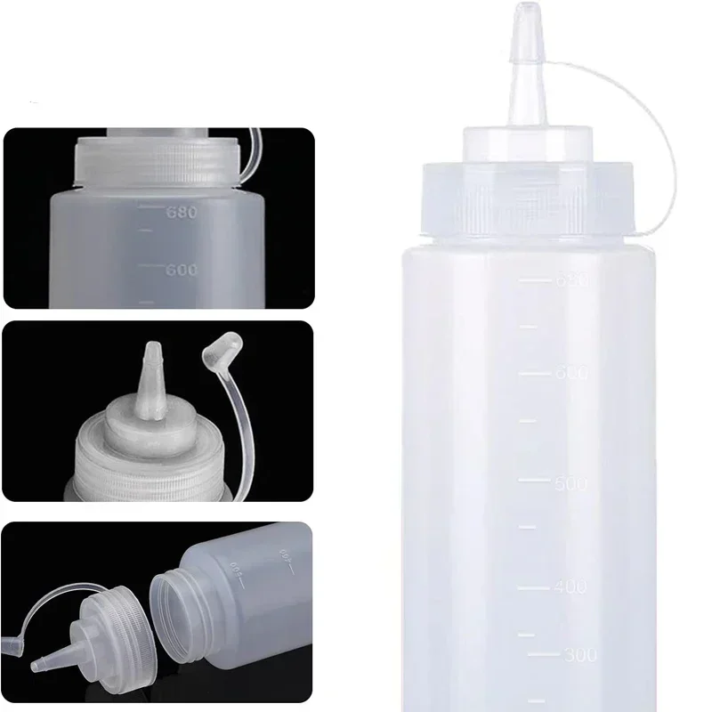 5/10Pcs 120ml-1000ml Plastic Condiment Squeeze Bottles Squirt Bottles Containers For Sauces Ketchup BBQ Syrup Oils Leak Proof