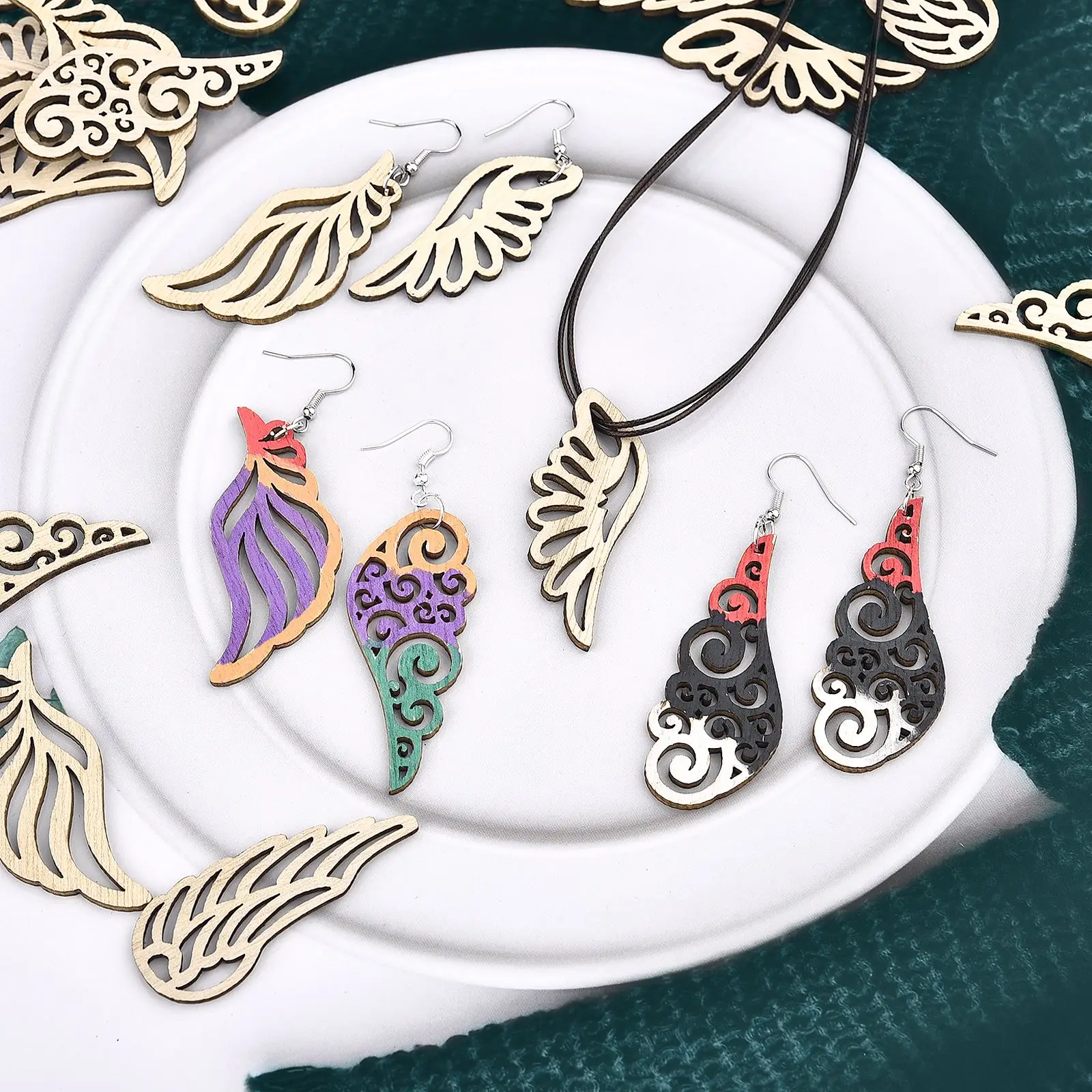 

10 шт./пакет, 7 стилей, сделай сам, крылья ангела, деревянные чипсы, декоративные украшения, ремесла, альбом для скрапбукинга, аксессуары для пуговиц ручной работы с граффити