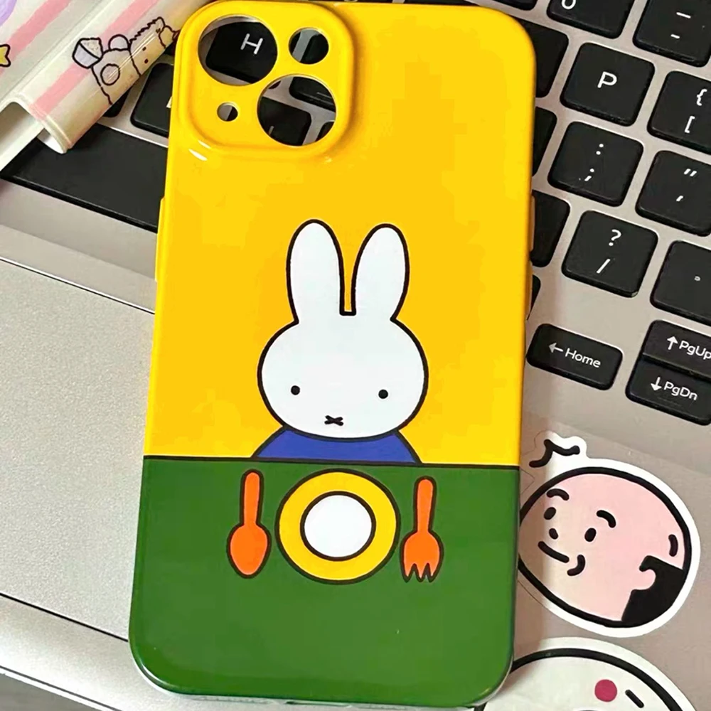 Kawaii Miffy Iphone XS/XR/11/12/13/14/15/16ProMax Phone Shell Cute Color Printed Phone Case Fall Prevention Girl Gift
