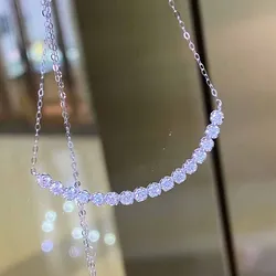 Huitan Simple Smile Necklace with Cubic Zirconia Delicate Women's Neck Accessories for Wedding Party Fashion Contracted Jewelry