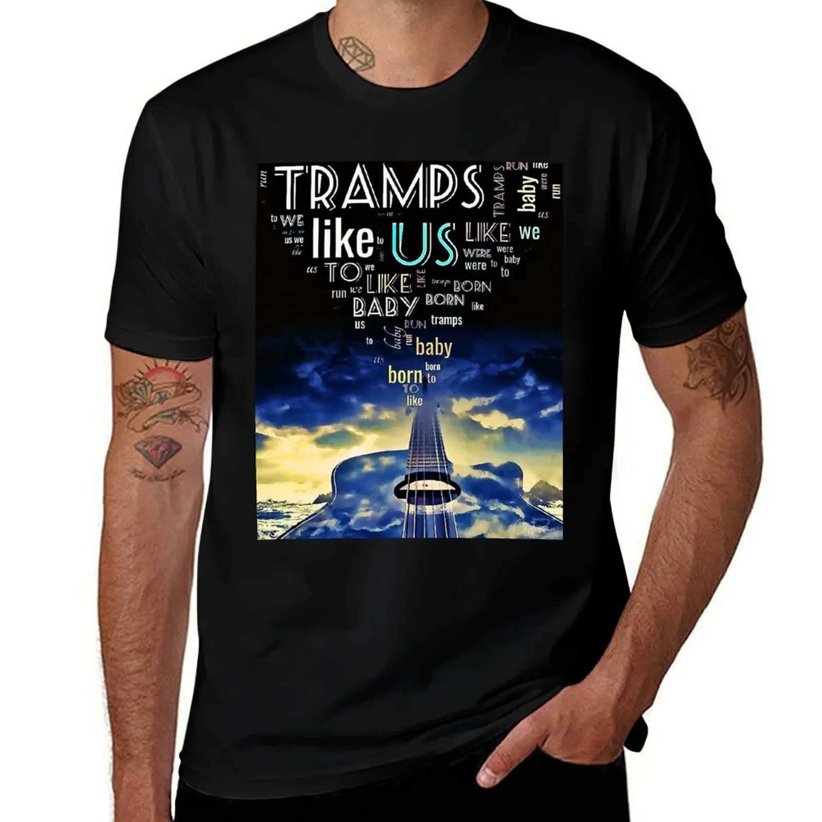 

black shirt WallsOfFameAust Us T-Shirt 2 t-shirt Tramps t cotton Like cotton man plain heavy for package man Wordart