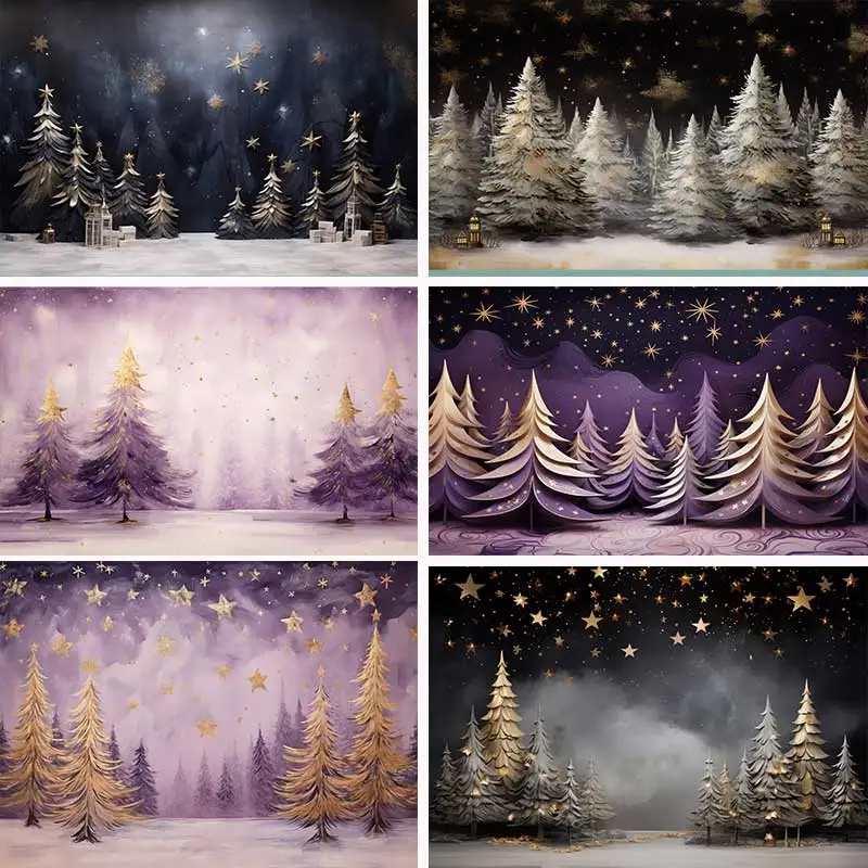 

Dark Christmas Stars Party Backdrops Adult Birthday Photography Cake Smash Trees Background Photo Shoot Studio