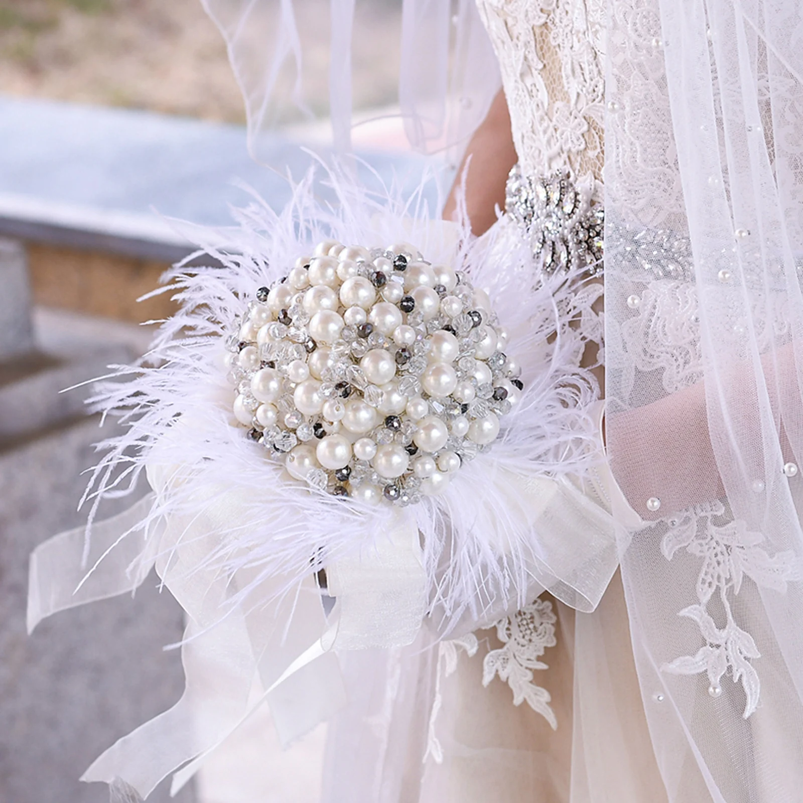 Sparkle Diamond Bouquet da sposa per spose Bouquet di fiori spilla in argento Bouquet accessori per matrimoni Bouquet da sposa fiore