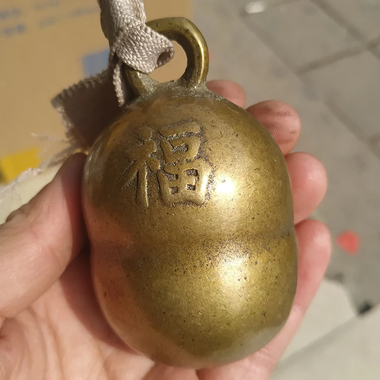 Bronze collection pure copper Fu word bell pendant Qing Dynasty horse bell handicrafts