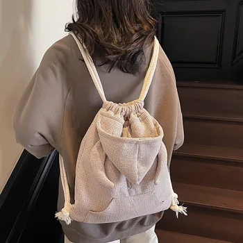 2025 แฟชั่น Xzbag เกาหลี Niche Angel Wing กระเป๋าเป้สะพายหลังเรียบง่ายและอเนกประสงค์กระเป๋าเป้สะพายหลัง Sweatshirt หมวกกระเป๋า Y2k สาวกระเป๋า