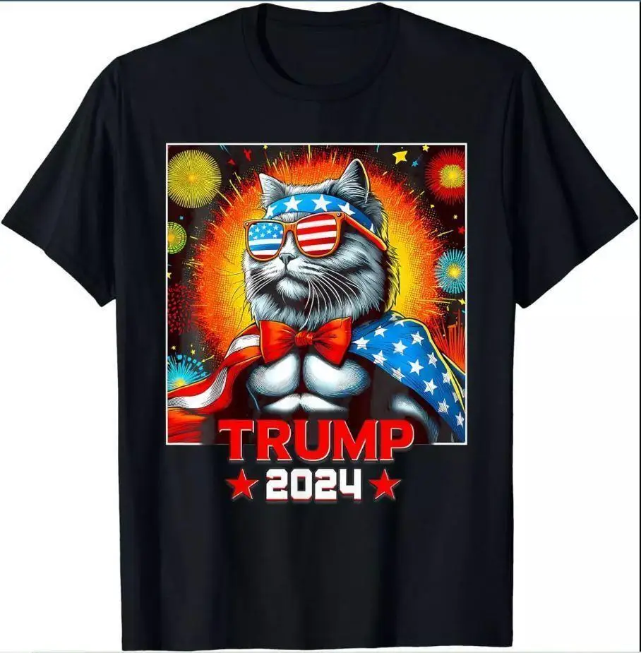 

US President Trump 2024 Nebelung Cat Unisex T-Shirt Gift for Fans Full Size S-4X