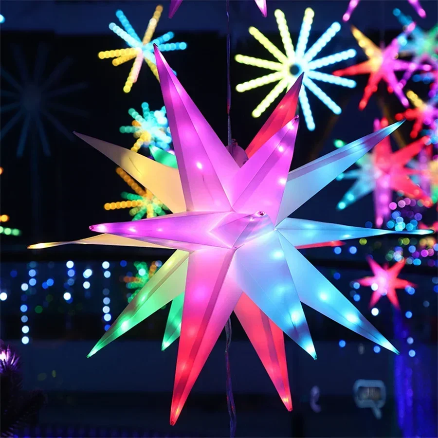 Dia40/50/60CM Smart Christmas Star Tree Topper Moravian Star Light LED Bluetooth App & RGBIC Remote Firework Starburst Light