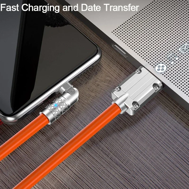 120W 6A Type C Data Line Fast Charging USB C Cable 180 Rotating Liquid Silicone Cable For iPhone 15 Pro Samsung Xiaomi Poco f3