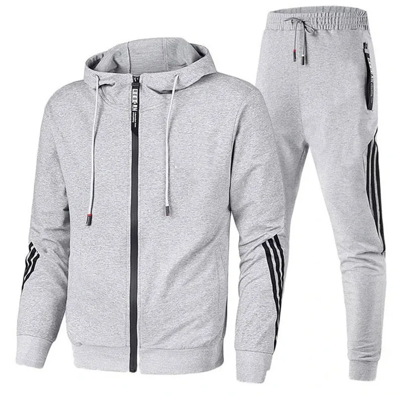 Men\'S Sports Suits, Casual Outdoor Zipper Hooded Jackets + Sweatpants, Jogging Suits, Autumn And Winter Street Men\'S Clothing