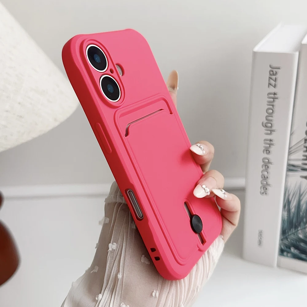 Weiche Silikon-Kartenhalter-Brieftaschen-Handyhülle für iPhone 17 16 16e 15 14 Plus 13 12 Mini 11 Pro Max Plus mit Kameraschutzabdeckung – Detail 6