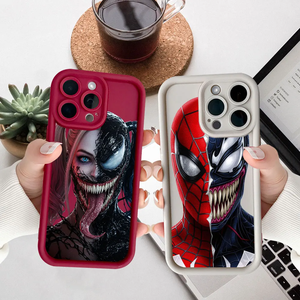 

Marvel Venom SpiderMan Phone Case For Samsung Galaxy S25 S24 S23 S22 S21 S20 Ultra Fe S10 Plus Note 20 Ultra 5G Silicone Cover