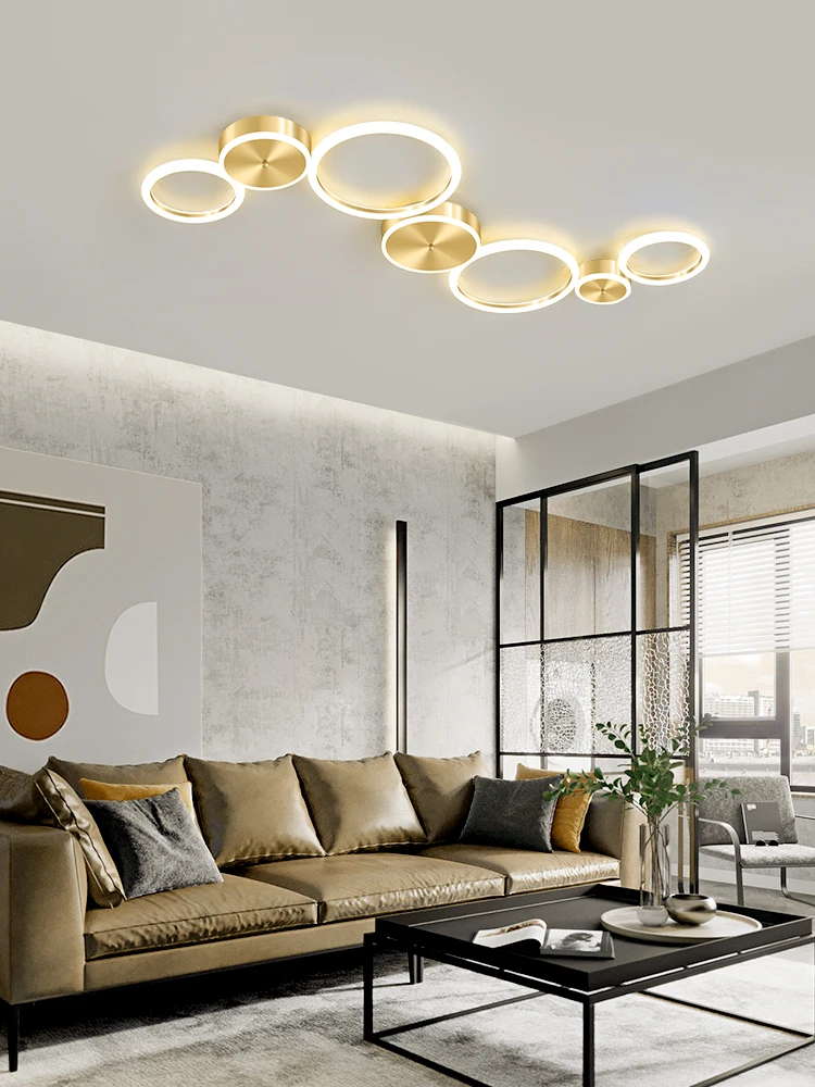 

Living Room Ceiling Lamp Simple Modern Golden Toroidal Room Lamp Nordic Creative Personal Influencer Light Luxury Bedroom Light