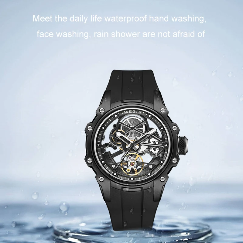 MEGIR Automatic Mechanical Luxury Watch Men Top Brand Stainless Steel 43mm Dial Watch Luminous Waterproof Men's Wristwatch