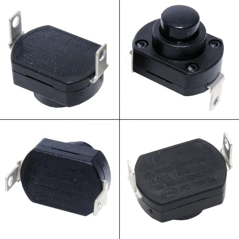 High-current Push Button Switch Kan-9 10A 16A 250VAC 125VAC Self-locking Switch VDE CQC