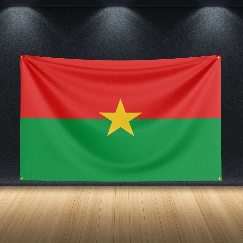 3X5Ft Burkina Faso Flag Tapestry Wall Banner Red Green Stripes Yellow Star West Africa Heritage Home Decor Display