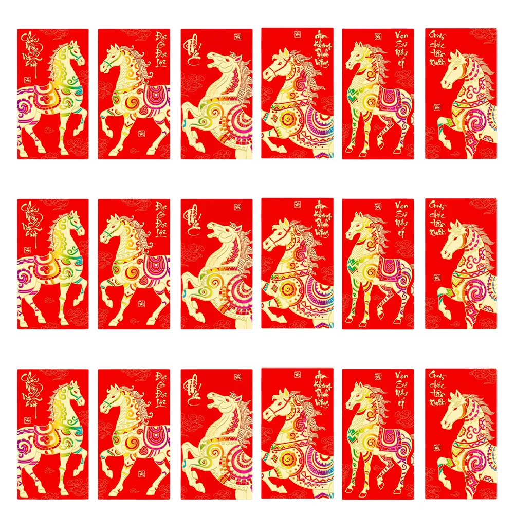 

36 Pcs Chinese Lucky Money Envelopes Cash Packets New Year Hong Bao 2026 Pocket Red Cartoon Bags