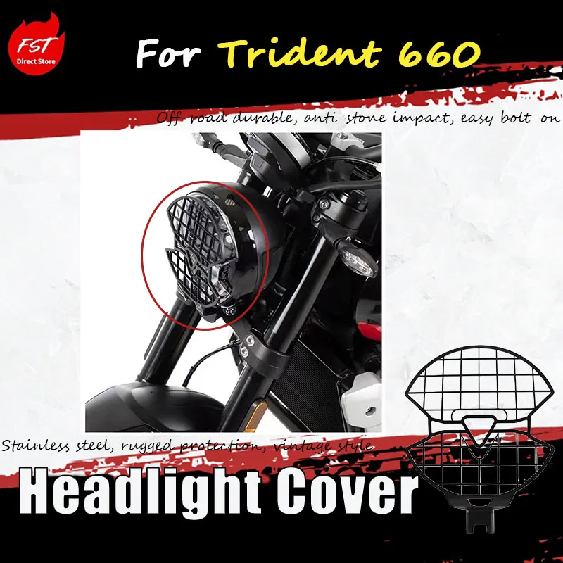 For the dedicated modified headlight cover of Trident 660 - front headlight protection cover, headlight guard net
