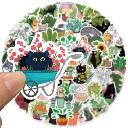 10/30/50PCS Cat And Plant Cute Cartoon Sticker For Luggage Laptop Ipad Phone Case Skateboard Gift Journal Sticker Wholesale