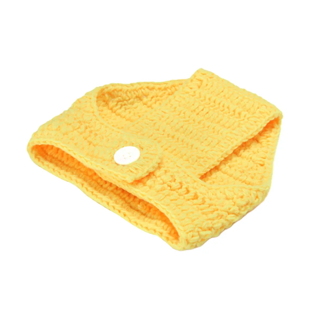 Handmade Yellow Duck Baby Photo Outfit Set Knitted Newborn Costume Shoes Infant Photography Clothes Baby Photo Props