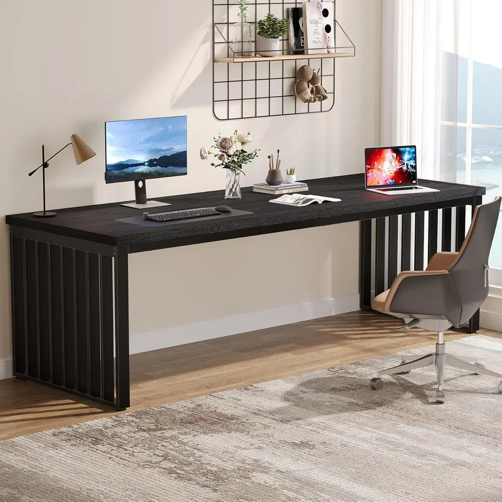 

Extra Long 78.74 Double Computer Desk for Two, Heavy Duty Metal Frame, Study Table/Home Office Desk (No Chair, Black)
