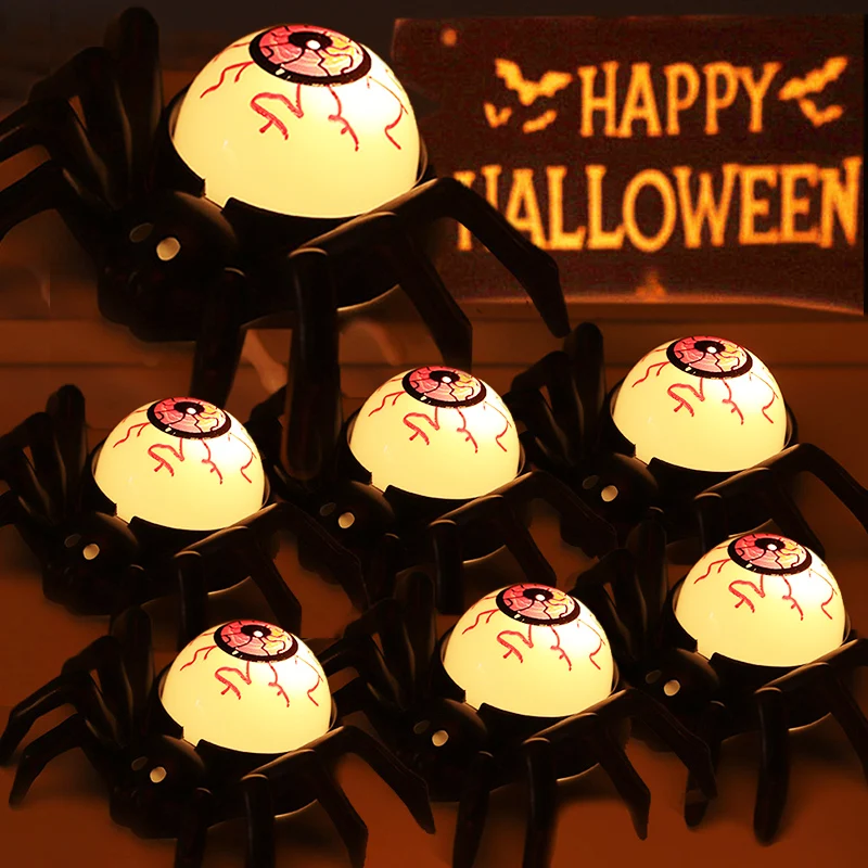 

Halloween Spider LED Lights Scary Plastic Eyeball Skull Candle Lamp Glow In The Dark Halloween Party Haunted House Decor Props