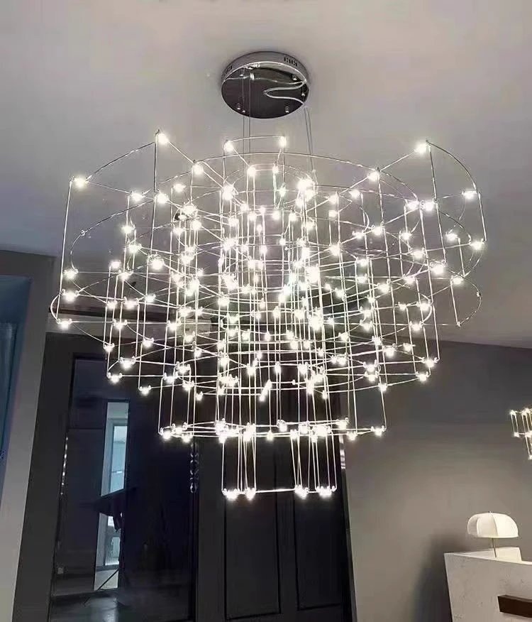 Light Cube Chandelier Villa Restaurant Living Room Light Dot Starlight Creative Personality Modern Simple Firefly Chandelier