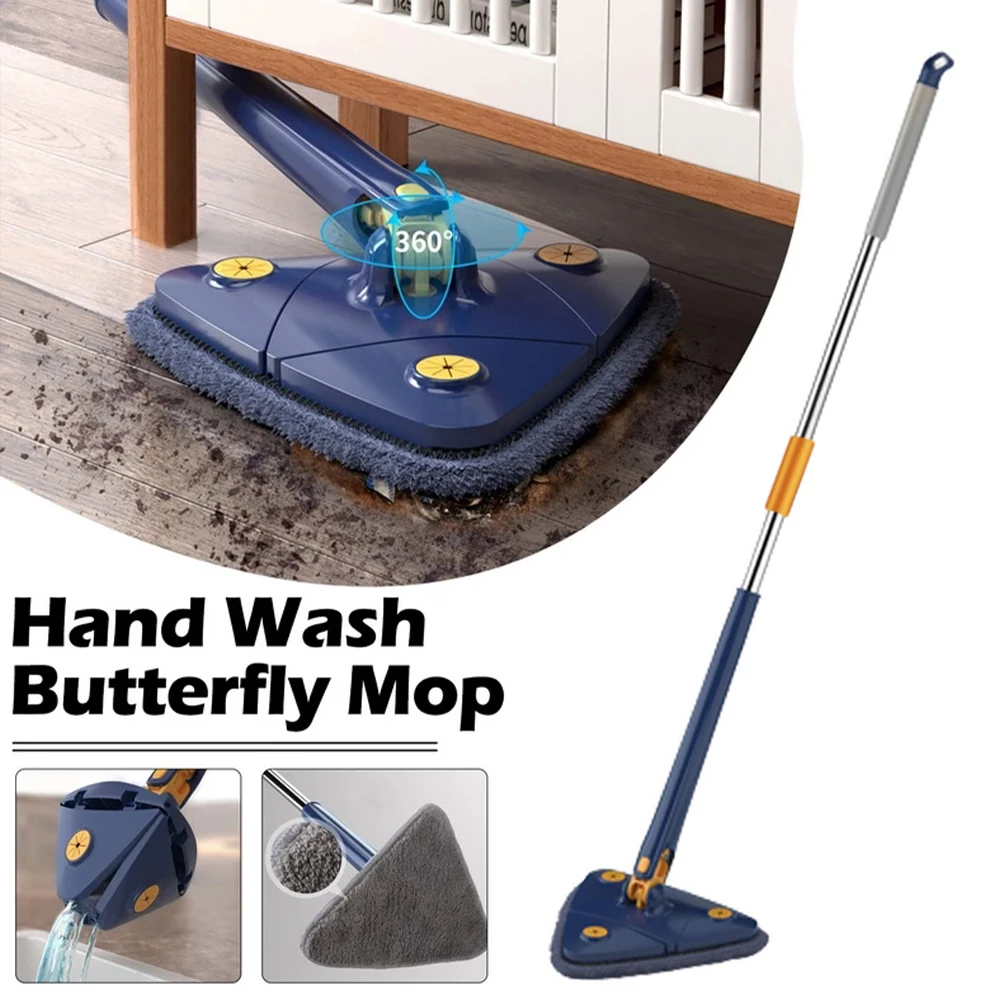 Mop triangolare Mop per la pulizia delle finestre regolabile a 360 gradi manico in microfibra da 1.3m Kit per la pulizia delle finestre della parete del tergicristallo autoavvolgente