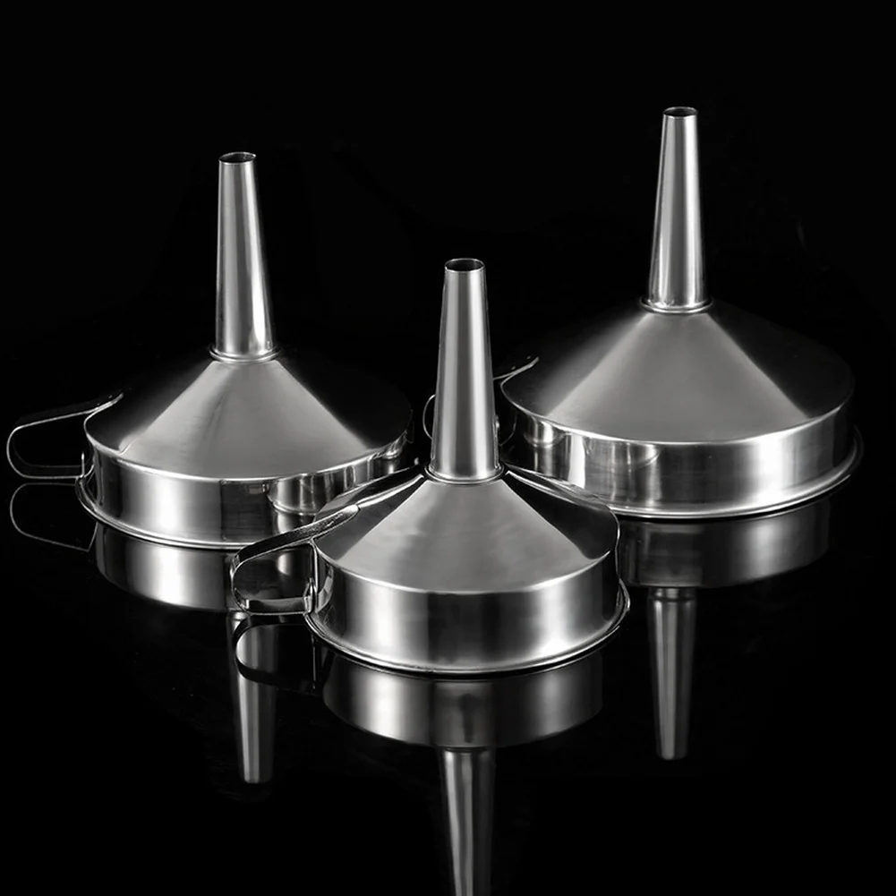 1Pc Stainless Steel Cooking Oil Funnel Wide Mouth Kitchen Accessories For Bar Beer Oil Pot Liquid Powder Transfer Kitchen Tools