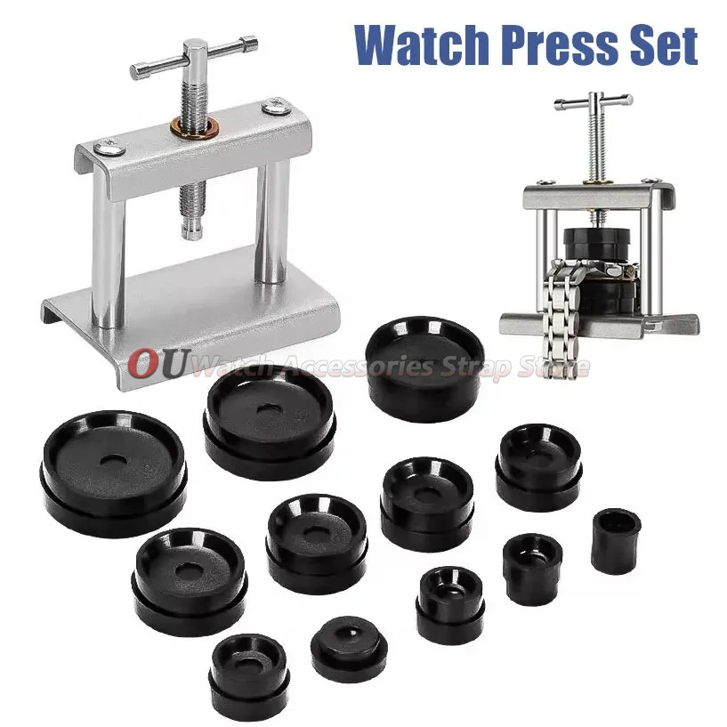 12pcs/18pcs Watch Press Set Repair Tools Professional Back Cover Metal Watchmaker Maintenance Tools For Closing Cover Die Kits