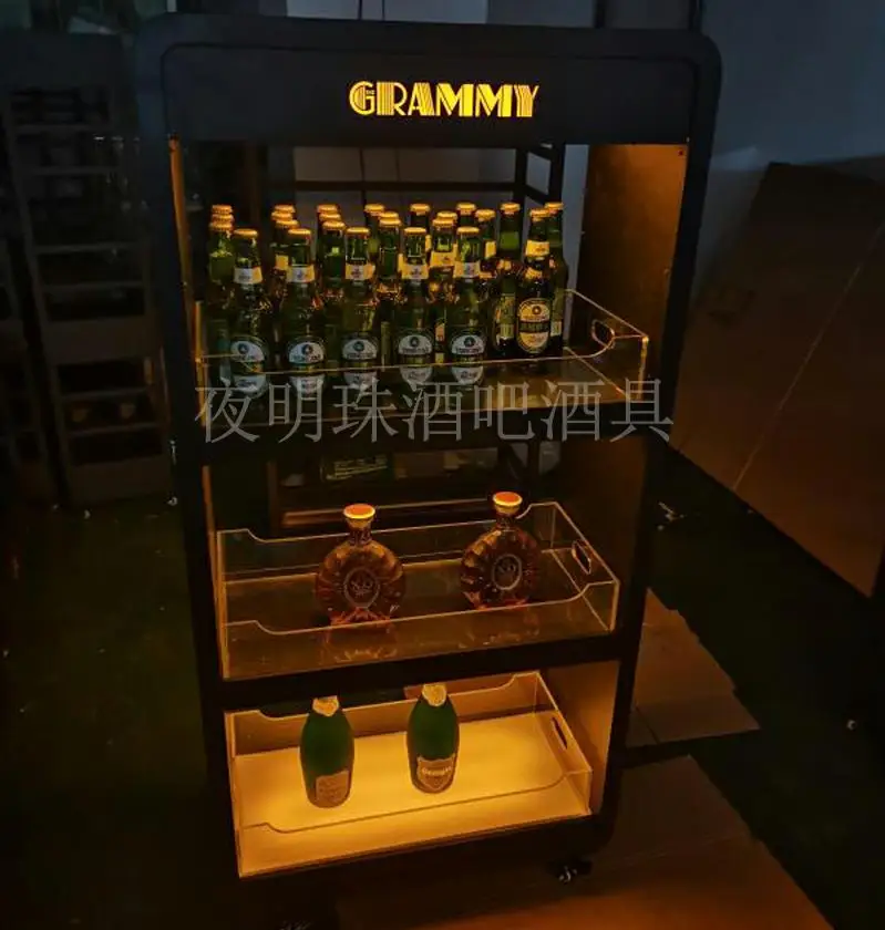 Light-Emitting Wine Cabinet Champagne Cabinet Led Rechargeable Mobile Wine Cabinet