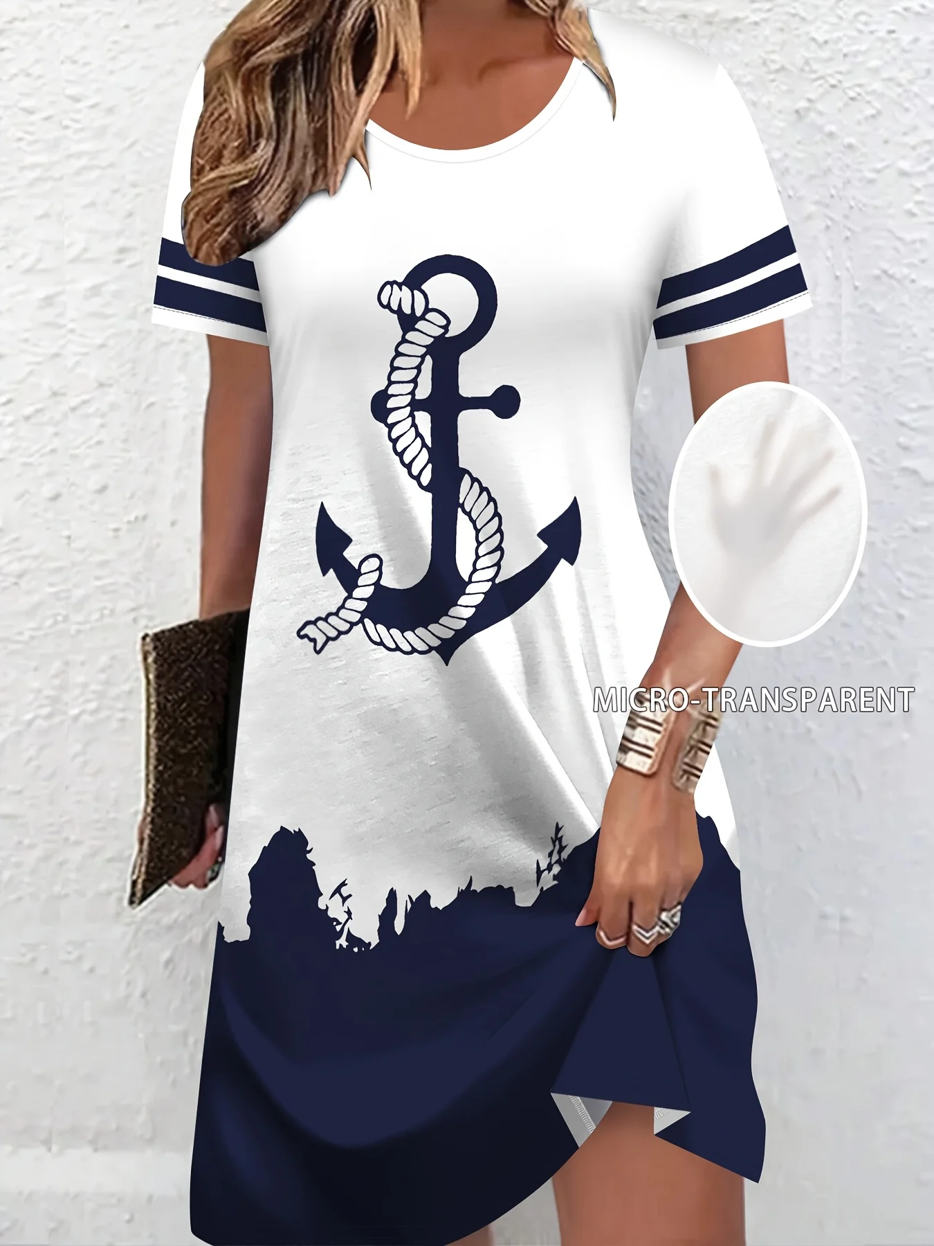 Women's Summer Short-Sleeve Round-Neck Casual Loose-Fit Dress 3D-Printed Elegant Vintage Dress Fashionable and Comfortable Dress