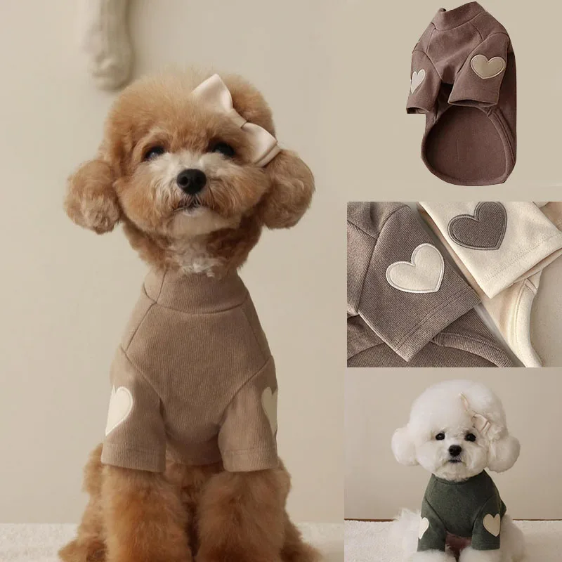 New Shirt Cat Pet Warm Clothes Pet Dog Clothes Base Designer Cute Love Bear Teddy Yorkshire Hoodie Puppy Clothing MWTJK01
