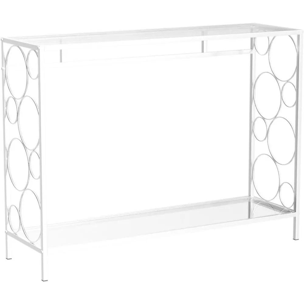 طاولة أريكة زجاجية شفافة معاصرة، وحدة تحكم مدمجة للمدخل، طاولات بهو حديثة، أثاث زجاجي لغرفة المعيشة والممر