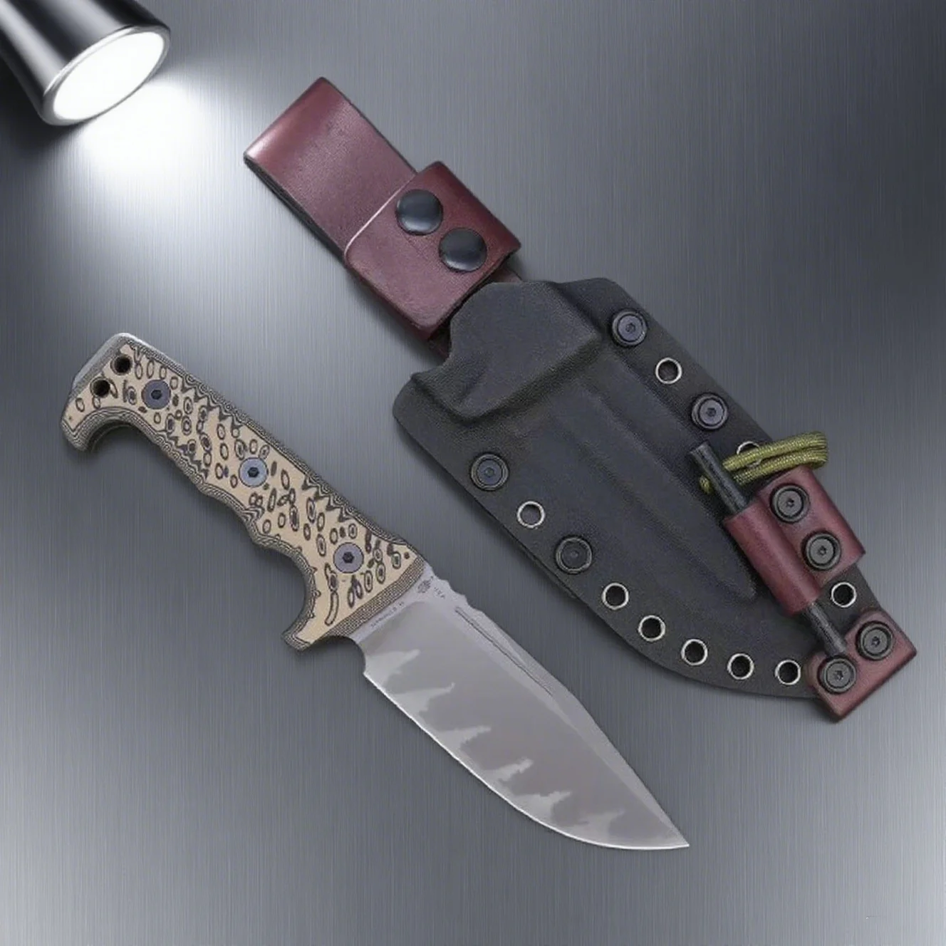 

Miller bros-M8 Gold Thread G10 Handle Tactical Straight Knife, Jungle obstacle clearance Knife, Camping Hunting knife