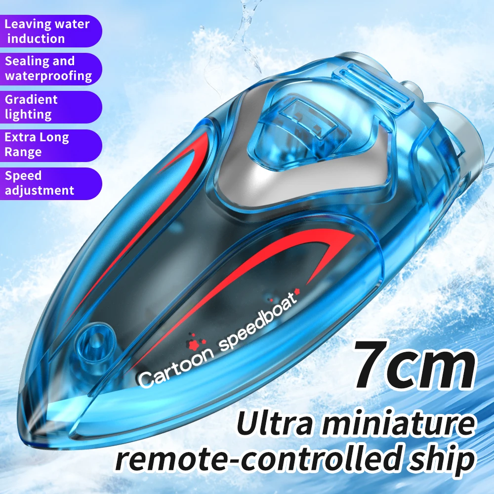 2.4G Mini RC Rolling Cool Light Boat Waterproof Cartoon Stunt Remote Control Racing Speedboat Funny Toys Gifts Boys Girls