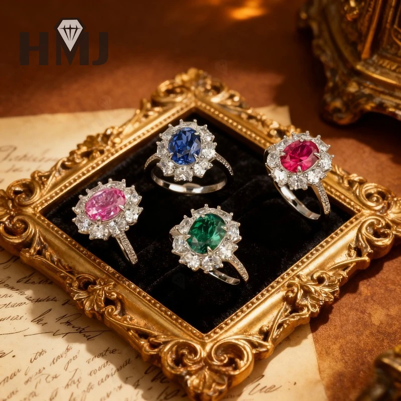 

Lab Grown Columbia Emerald/Sapphire/Ruby Oval Cut Ring Elegant Jewelry for Women Perfect Giftfor Engagement Christmas and Easter