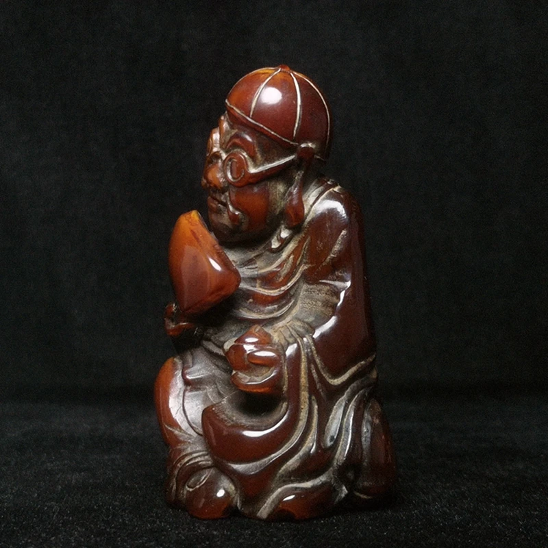 Old Chinese Tibet Hand Carving Rich man Statue Ancient wonderful Gift Collection H 7.2 CM