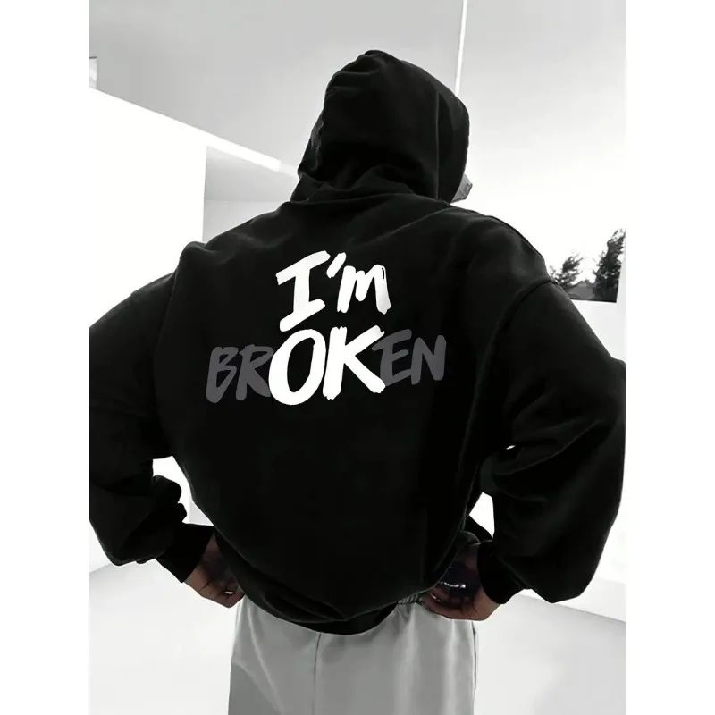 

2025 Autumn New Letter Printed Hoodie for Men Winter Fashion Loose Oversized Hooded Sweatshirt Pullover Y2k Streetwear Men