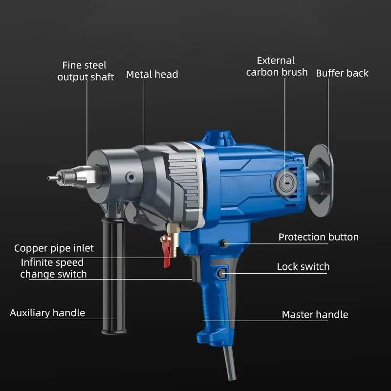 Water Drill Diamond 2100W-3200W 220V Diamond Core Drill Wet Handheld Concrete Core Drilling Machine with Water Pump Accessories