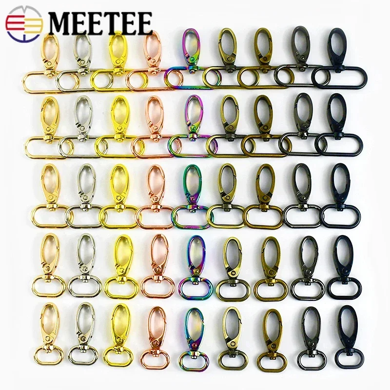 10/30Pcs 14-38mm Meetee Metal Lobster Buckle Bag Strap Adjuster Carabiner Pet Collar Keychain Connect Snap Hook Sewing Accessory