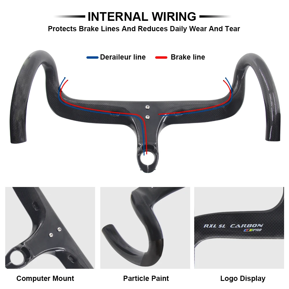 Manillar de carretera de carbono RXL SL integrado con vástago velocidad de bicicleta de carreras 1-1/8 