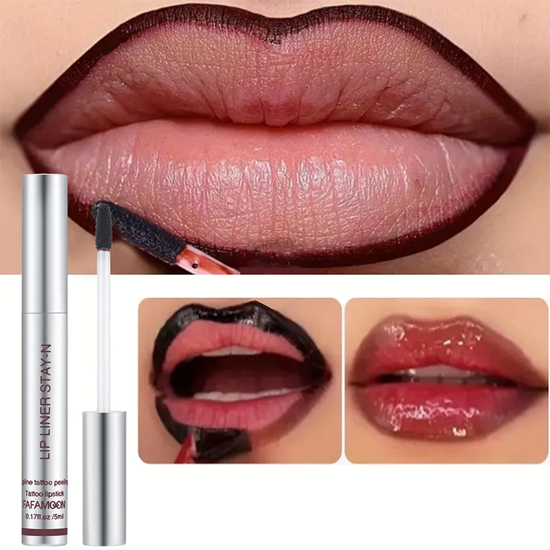 Peel Lip Liner Wodoodporny matowy ołówek Czerwony konturowy odcień szminki Długotrwały nieprzywierający kubek Nawilżający makijaż ust 6 kolorów