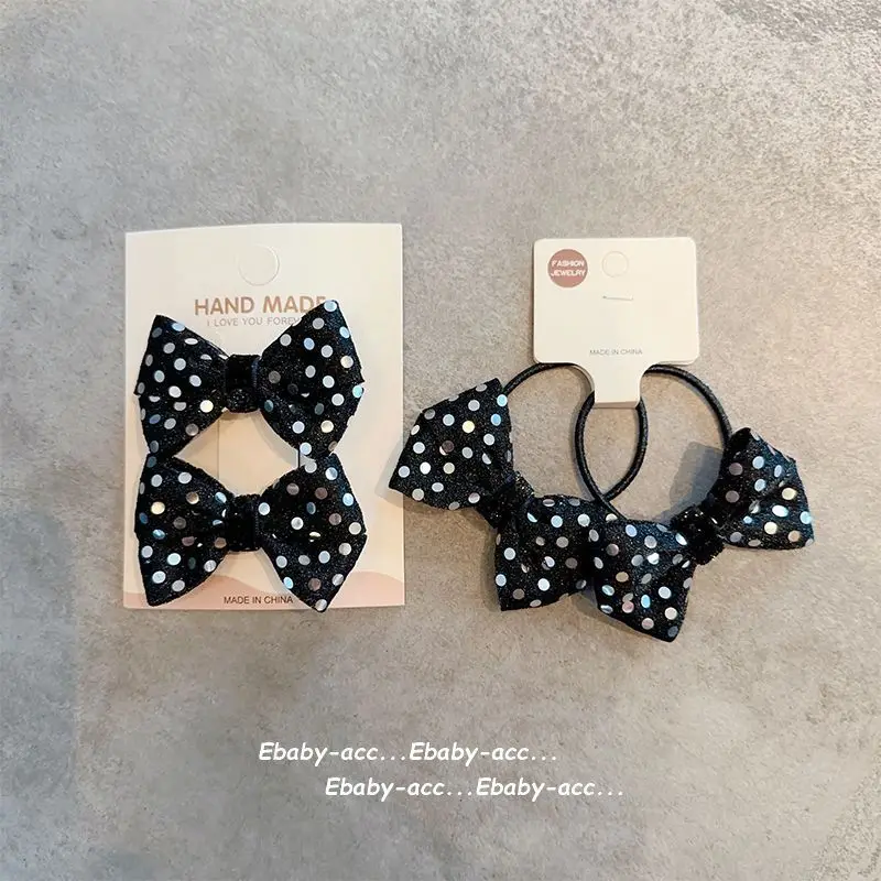 Hair Ties Hair Clips Shiny Bow Princess Top Head Ponytail Non Slip Comfortable Grip for Girls Kids Daily Party Travel