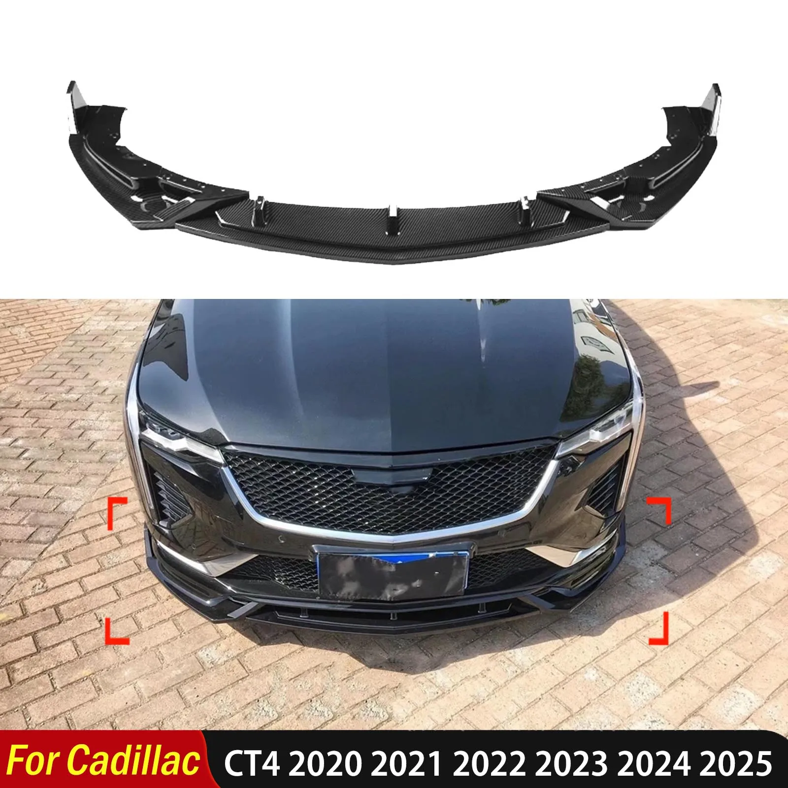 

For Cadillac CT4 2020 2021 2022 2023 2024 2025 Front Bumper Spoiler Lip Car Lower Body Kit Guard Plate Splitter Blade Tuning